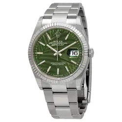 ROLEX DATEJUST 36 AUTOMATIC CHRONOMETER GREEN PALM MOTIF WATCH 126234GNSPLMO