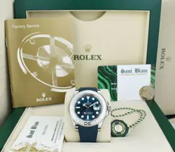 ROLEX 40MM PLATINUM & SS YACHTMASTER BLUE DIAL BLUE RUBBER B 116622 SANT BLANC