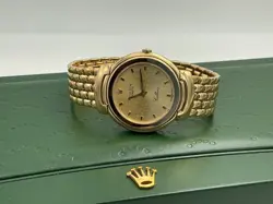 ROLEX CELLINI 18K YELLOW GOLD 33MM 6622 ANNIVERSARY DIAL QUARTZ WATCH & BOX