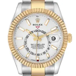 ROLEX SKY DWELLER YELLOW GOLD STEEL MENS WATCH 326933 BOX CARD