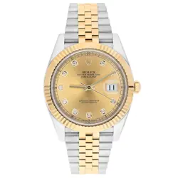 ROLEX DATEJUST 41MM 126333-0012  FLUTED BEZEL CHAMPAGNE DIAMOND DIAL JUBILEE ...