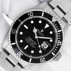 ROLEX SUBMARINER 16610 DATE STAINLESS STEEL WATCH WITH BLACK DIAL OYSTER BAND