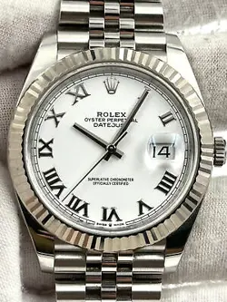 ROLEX DATEJUST 41MM WHITE ROMAN DIAL JUBILEE BRACELET 126334 BOX & PAPERS 2020