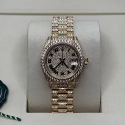 ROLEX LADY-DATEJUST NEW 2025 DIAMONDS YELLOW GOLD DIAMOND-PAVED ROMAN PRESIDENT