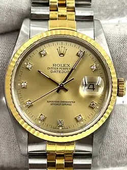 ROLEX DATEJUST 36MM CHAMPAGNE DIAMOND DIAL TWO TONE JUBILEE BRACELET 16233