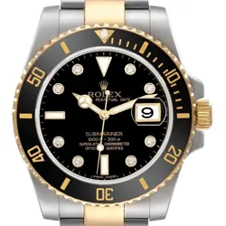 ROLEX SUBMARINER STEEL YELLOW GOLD DIAMOND MENS WATCH 116613 BOX CARD