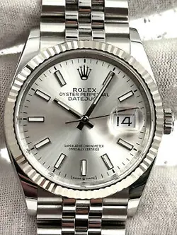 ROLEX DATEJUST 36MM SILVER INDEX DIAL JUBILEE BRACELET 126234 BOX & PAPERS 2022