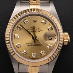 ROLEX DATEJUST 79173 FLUTED BEZEL TWO-TONE JUBILEE WATCH 26MM CHAMPAGNE DIAL