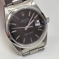 ROLEX DATE 34 MM BLACK OYSTER STEEL AUTOMATIC WATCH 15200 L SERIES 1989