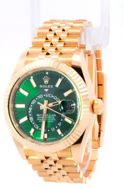 ROLEX 2025 SKY-DWELLER 336938 GREEN DIAL 42MM 18K YELLOW GOLD WATCH FULL SET