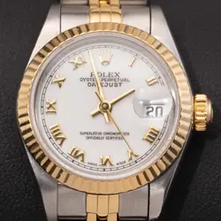 ROLEX DATEJUST 69173 FLUTED BEZEL TWO-TONE JUBILEE WATCH 26MM WHITE ROMAN DIAL