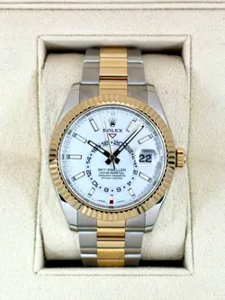 2022 ROLEX SKY-DWELLER 42MM 326933 TWO-TONE OYSTER WHITE DIAL