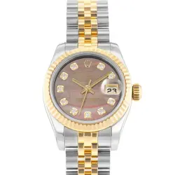 ROLEX DATEJUST 26 179173 MOTHER OF PEARL DIAMOND STEEL GOLD LADIES WATCH 2015