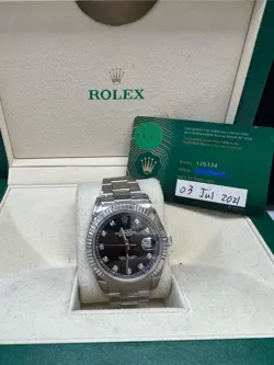 ROLEX DATEJUST 126334 SILVER JUBILEE BRACELET WITH SILVER BEZEL BOX & PAPERS