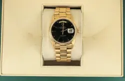 1987 ROLEX DAY-DATE 18038 BLACK DIAL 18KT PRESIDENT NO PAPERS 36MM