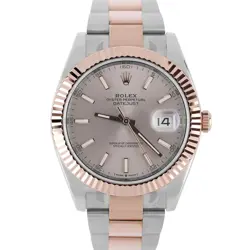 ROLEX DATEJUST 41 TWO-TONE 18K ROSE GOLD STEEL SUNDUST 41MM 126331 FLUTED WATCH