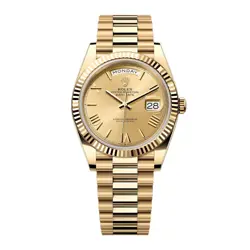 ROLEX DAY-DATE 40 WATCH 40MM GOLD ROMAN NUMERALS DIAL YELLOW GOLD