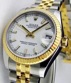 ROLEX DATEJUST LADY 31MM GOLD & STEEL WHITE 178273 JUBILEE - PRE-OWNED