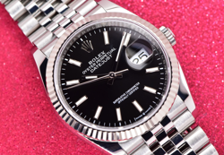 2021 ROLEX DATEJUST 36 18K FLUTED BEZEL STEEL JUBILEE BLACK DIAL 126234 FULL SET