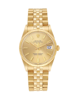 ROLEX 34MM OYSTER PERPETUAL DATE 15037  14K YELLOW GOLD QUICKSET JUBLIEE