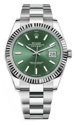 ROLEX DATEJUST 126334 2022 CARD MINT GREEN DIAL OYSTER BRACELET AUTO MEN'S 41MM