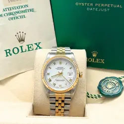 ROLEX 16233 DATEJUST 36MM STEEL YELLOW GOLD WHITE ROMAN DIAL JUBILEE-1994