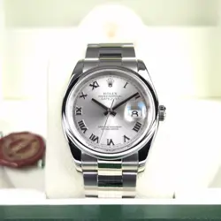 SILVER ROMAN NUMERAL DIAL OYSTER BRACELET ROLEX DATEJUST 36 116200