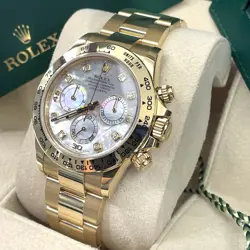 ROLEX DAYTONA 40MM YELLOW GOLD MOTHER OF PEARL DIAMOND DIAL REF: 116508