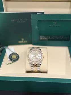 ROLEX DATEJUST 36MM TWO-TONE GOLD/SILVER 18K DIAMOND BEZEL SILVER DIAMOND ROMN