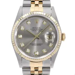 ROLEX DATEJUST 10P DIAMOND 16233G GRAY T NUMBER SECOND HAND MENS