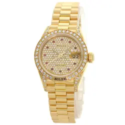 ROLEX DATEJUST GENUINE DIAMOND RUBY WATCHES 69158ZR K18 YELLOW GOLD/18K YELL...