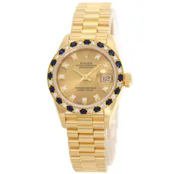 ROLEX DATEJUST SAPPHIRE DIAMOND WATCHES 69198SA K18 YELLOW GOLD/18K YELLOW G...