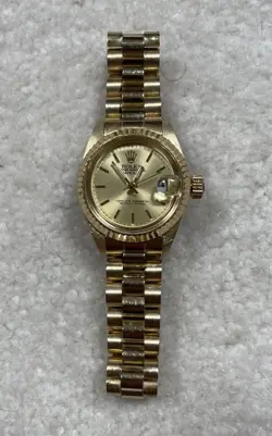 LADIES ROLEX YELLOW GOLD DATEJUST PRESIDENT WATCH - CHAMPAGNE DIAL 6917 - USED!