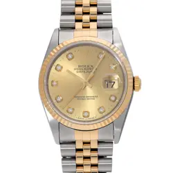 ROLEX DATEJUST 16233G CHAMPAGNE/DIAMOND WATCH 674950