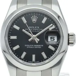 ROLEX DATEJUST 26 LADIES WATCH 179160 STAINLESS STEEL WOMENWATCH BLACK USED