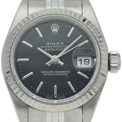 ROLEX DATEJUST LADIES WATCH 79174(Y) K18WG/STAINLESS STEEL WOMENWATCH BLACK USED