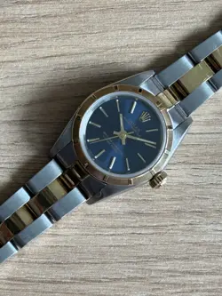 ROLEX 76233 OYSTER PERPETUAL STEEL GOLD BLUE LADIES AUTOMATIC PRESERVED