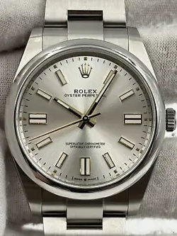 ROLEX OYSTER PERPETUAL 41MM SILVER DIAL 124300 BOX & PAPERS 2020