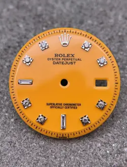 #1563 AM CUSTOM ROLEX DIAL DATEJUST PIE PAN STELLA YELLOW 1601 1603 AFTERMARKET