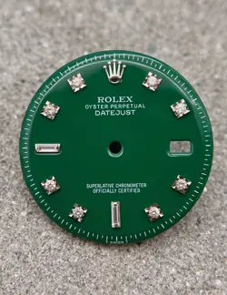 #1563 AM CUSTOM ROLEX DIAL DATEJUST PIE PAN STELLA GREEN 1601 1603 AFTERMARKET
