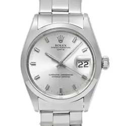 ROLEX OYSTER PERPETUAL DATE REF.1500 SILVER ANTIQUE MEN WRISTWATCH FROM AROUND