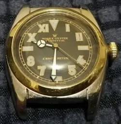 ROLEX OYSTER PERPETUAL BUBBLEBACK UNIQUE DIAL 14K GOLD AUTOMATIC WATCH