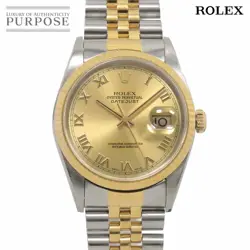 ROLEX DATEJUST 16233 CHAMPAGNE GOLD AUTOMATIC MEN'S WATCH K18YG 2000 MODEL