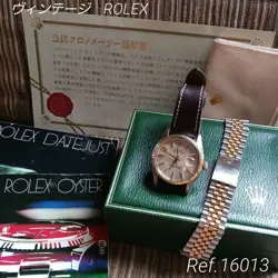 ROLEX DATEJUST 16013 RARE MOSAIC DIAL GOLD SILVER AUTOMATIC WATCH 36MM