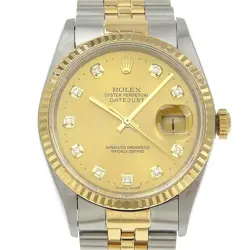ROLEX DATEJUST 16233G CHAMPAGNE DIAL K18YG SS AUTOMATIC MEN'S WATCH