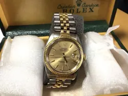 ROLEX DATEJUST 16013 AUTOMATIC WATCH GOLD SILVER VINTAGE OVERHAULED 1984