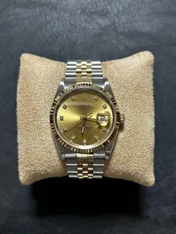 ROLEX DATEJUST 36 CHAMPAGNE DIAL 10P DIAMONDS AUTOMATIC WATCH MODEL 16233G
