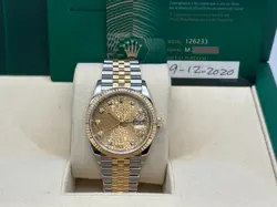 ROLEX DATEJUST 126233 JUBILEE DIAMOND DIAL 18K YELLOW GOLD STAINLESS BOX PAPER