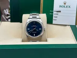 ROLEX OYSTER PERPETUAL 114300 39MM BLUE DIAL STAINLESS STEEL BOX PAPER