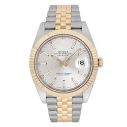 ROLEX DATEJUST 41 18K YELLOW GOLD STEEL SILVER DIAL AUTOMATIC MENS WATCH 126333